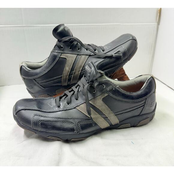 Sketchers Other - SKECHERS  LEATHER CASUAL SNEAKERS Mens size 12 color black SN 62861